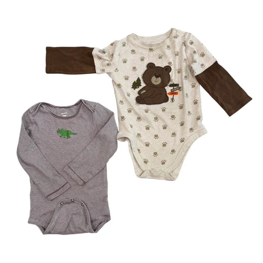 Carters Garanimals Bodysuit Bundle Baby 24M Bear Dino Grandma Long Sleeve 4pc